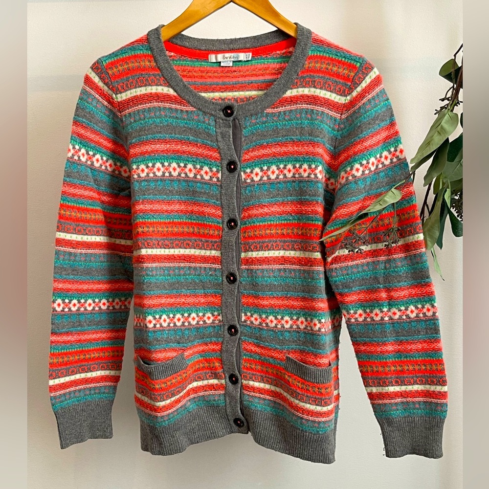 Boden Multi-color Fair Isle Button Cardigan - US size 12